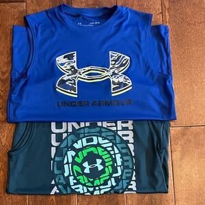 Under Armour Blue and Dark Green Sleeveless Tees